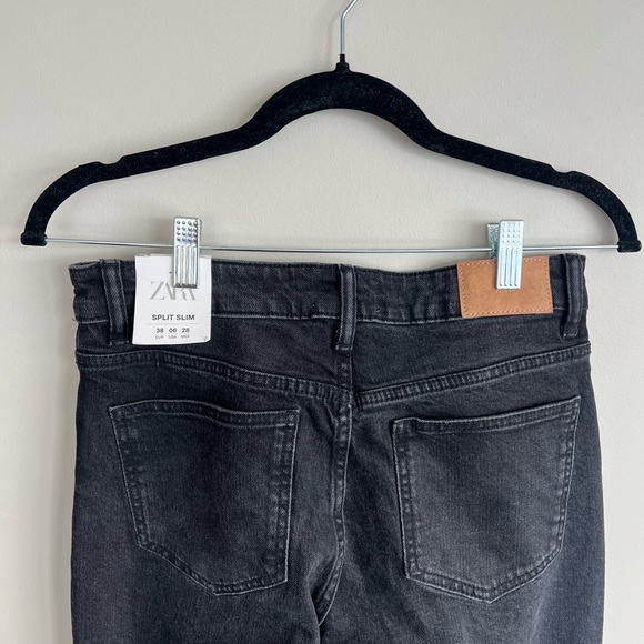 NWT Black Zara Split Slim Jeans - Size US 6 - Picture 5 of 5